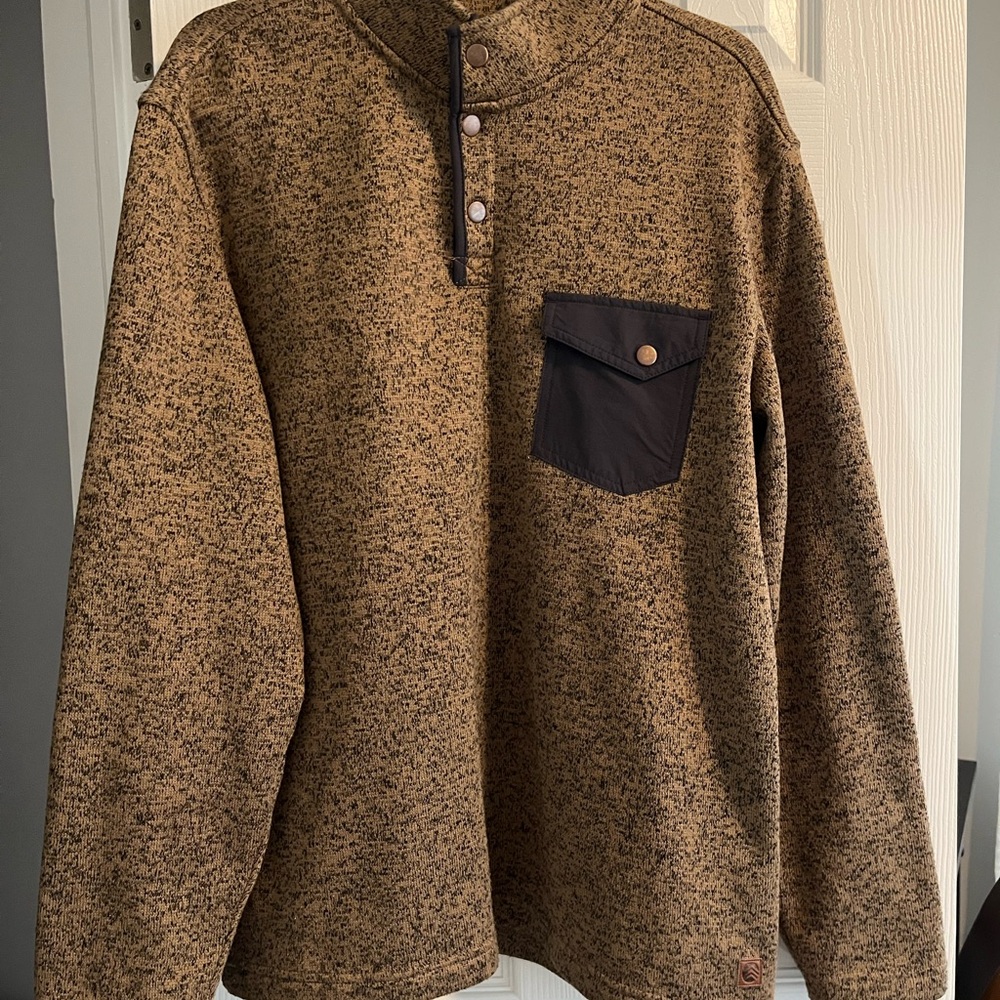 Men's Brown Sweater with Button Detail